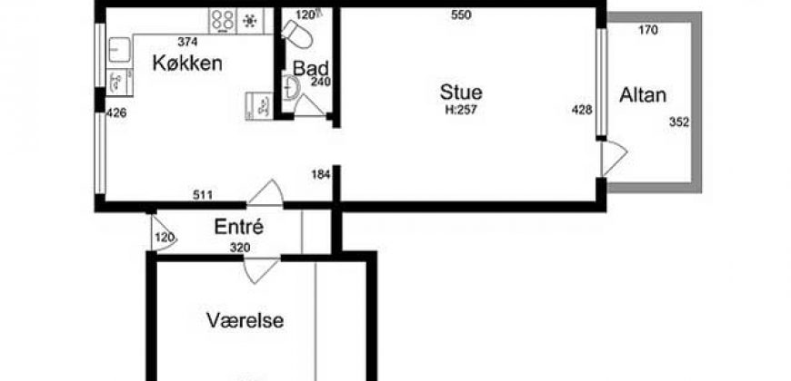 1010 – 2 værelses lejlighed på Gormsgade