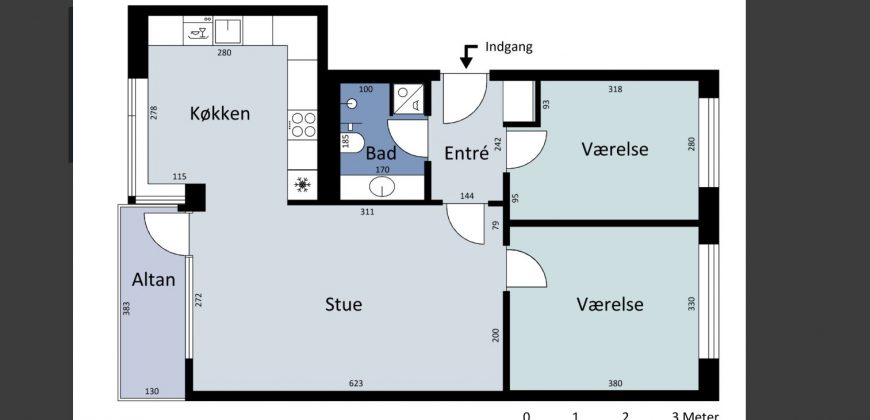 1194- Skøn rummelig 3 værelses lejlighed på Frederikssundsvej